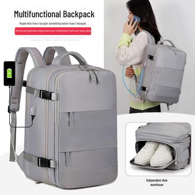 Mochila Unissex Expansível para Viagem de Negócios - Grande Capacidade, Design Moderno, Perfeita para Trabalho, Escola ou Viagens Curtas