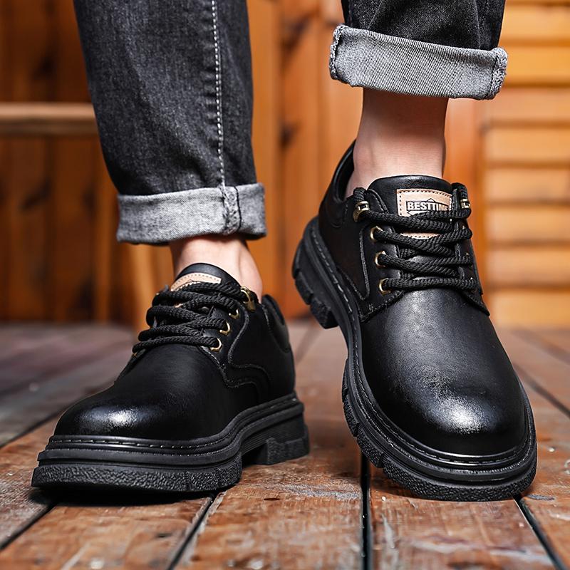 Fashion Men Casual Leather Shoes Spring Autumn Fashion Men's Platform Walk Oxfords Outdoor Shoes Fashion Sneakers Man Flats