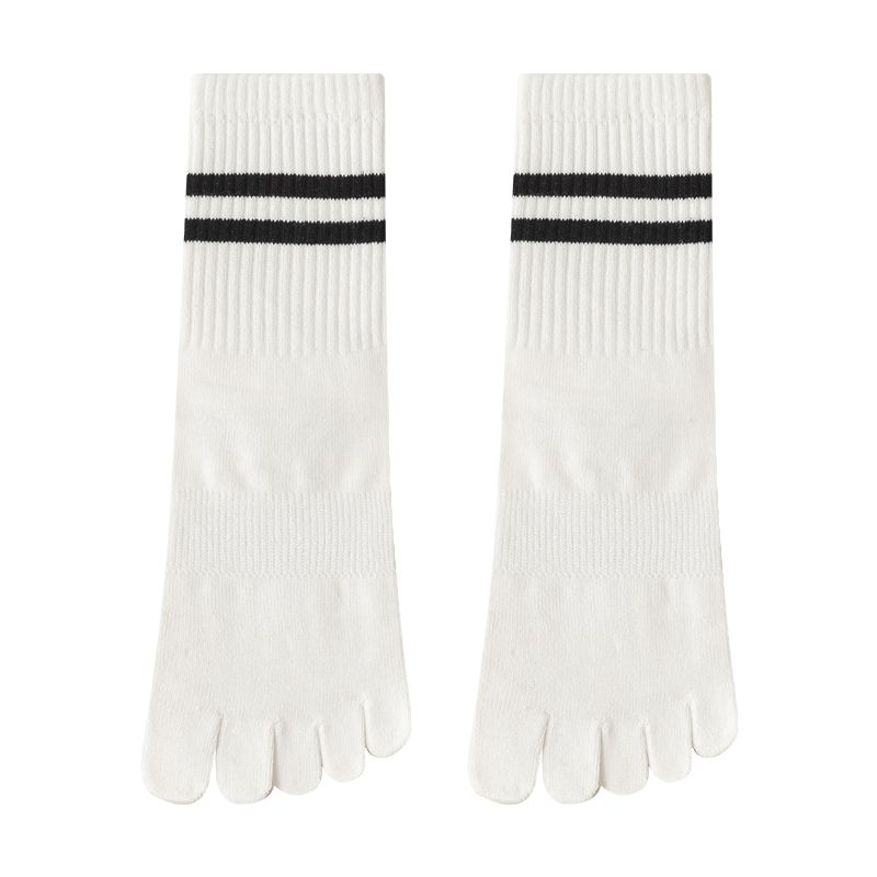 

Professional Yoga Socks Women s Non-Slip Spring and Autumn Pure Cotton Pilates Tube Indoor Sports Fitness Dance Five-Finger Socks [1 pair] Y07 White