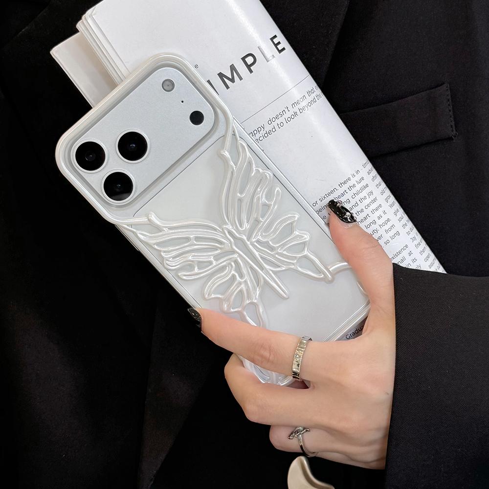 

Orange 3D Butterfly Hollow Dissipate Heat Phone Case For iPhone 17 Air 16 15 14 13 12 11 Pro Max Frosted Hard Back Cover iPhone Air
