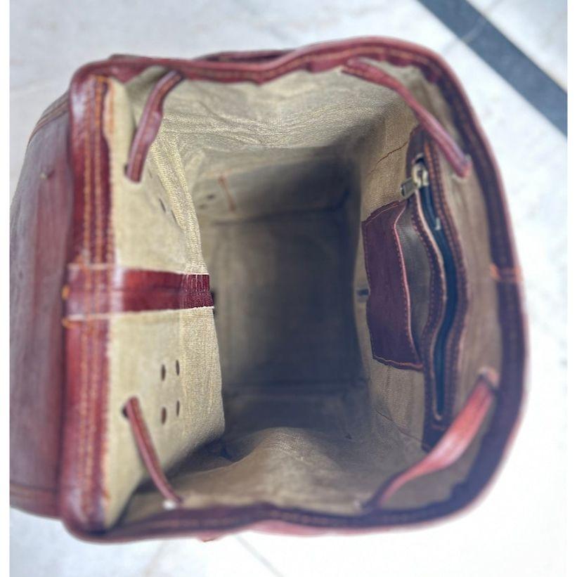 Luxusní kožená stylová taška na batoh s horní rukojetí v kávové barvě