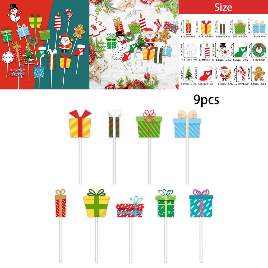 Christmas Party Cake Flags Plugin Set With Cartoon Design For Holiday Celebration And Dessert Decor