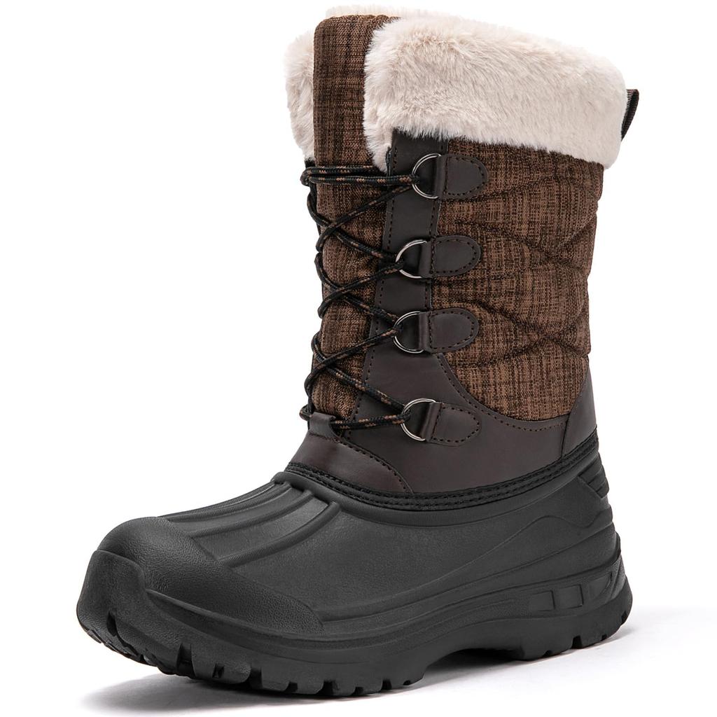 SOARHOPE Winter Snow Perfect for Snow Activities in Size cm Women's Boots, Waterproof, Fleece-Lined, Non-Slip, Waterproof, Hokkaido, Brown, 24.0