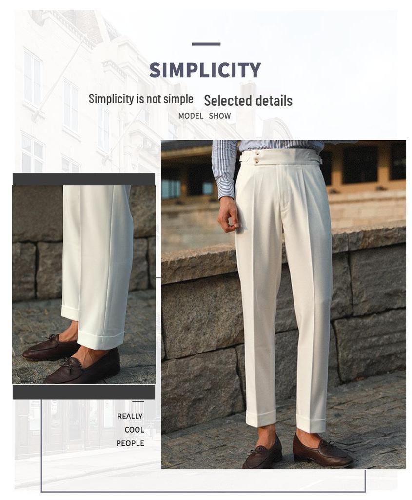 2023 Italian Slim-Fit Men's Business Casual High-Waisted Dress Pants for Autumn and Spring
