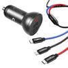 Ładowarka Samochodowa Baseus Z Wyświetlaczem 24W + Kabel Usb 3W1 Baseus Three Primary Colors 1,2M