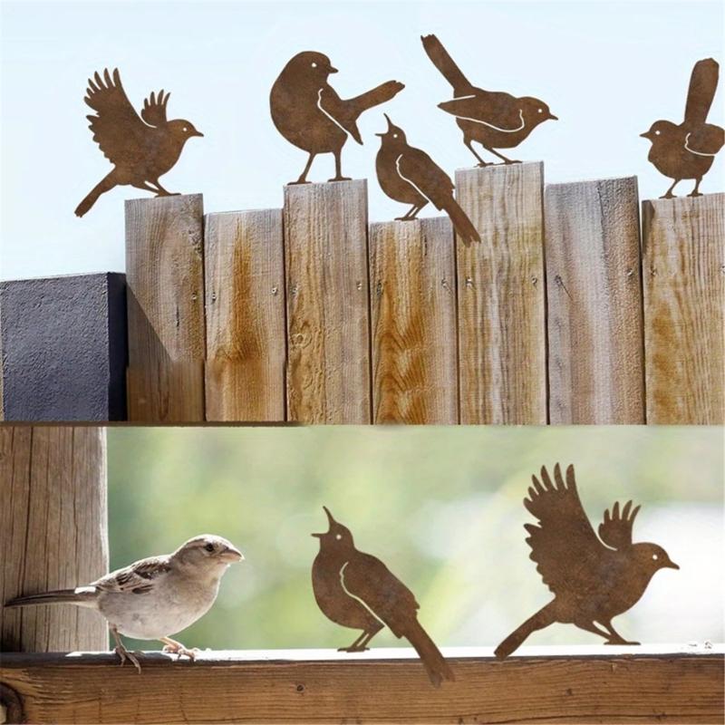 Pack Of 5 Iron Bird Garden Decorations With Weatherproof Design For Outdoor Use Decorative Backyard Ornament