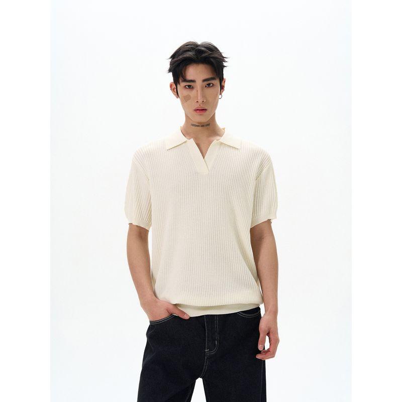 Kisko Simple American Old-Money Style Casual Knit Polo Shirt for Men and Women, Summer Short Loose Cleanfit Short-Sleeve Trendy