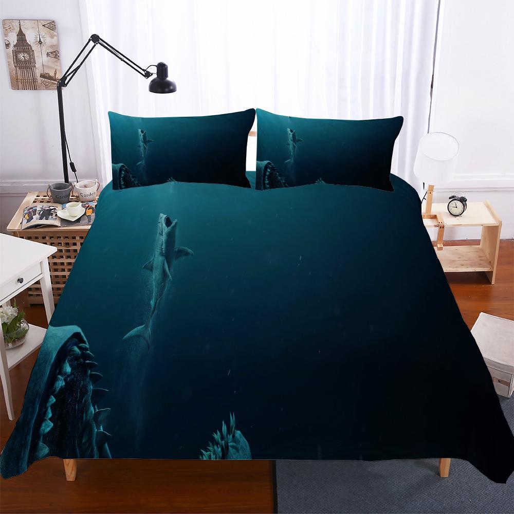 Comforter Set Black Retro Bedding Sets Thick 2/3Piece/Set Shark Bedclothes Luxury King Size Comforter Set Hot