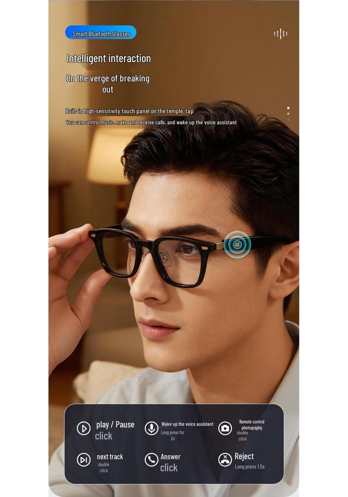 AI Smart Bluetooth Sunglasses with Music, Call & Photo Features, Long Battery Life