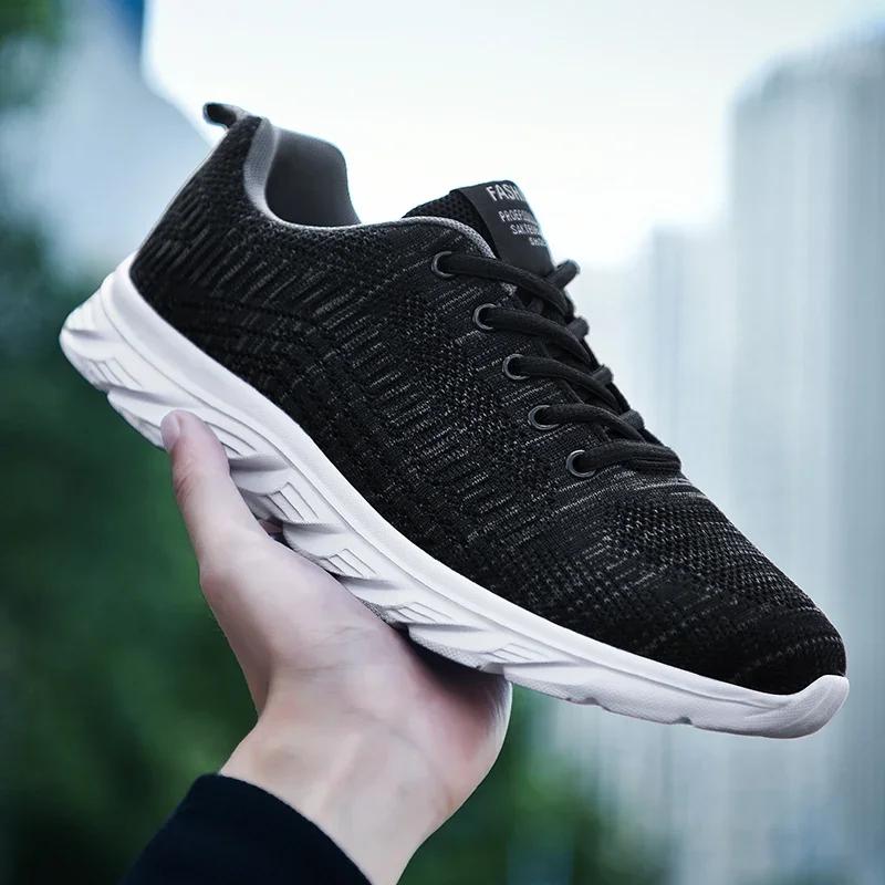 Men Casual Sport Shoes Breathable Lightweight Sneakers Outdoor Mesh Black Running Shoes Athletic Jogging Tenis Walking Shoes