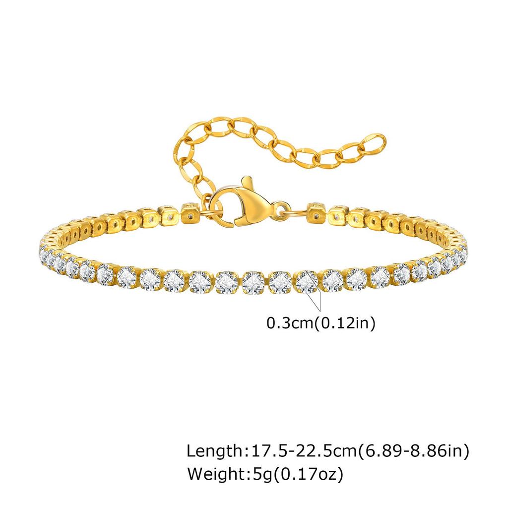 French Niche Shiny Zircon Tennis Chain Bracelet, High-End Light Luxury Necklace, Stainless Steel Jewelry Women'S Br-1241