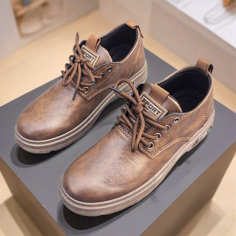 

Мужская деловая кожаная обувь 2025 осень новая мужская обувь повседневная обувь рабочая обувь британский стиль шнуровка удобная мужская обувь 44 коричневый