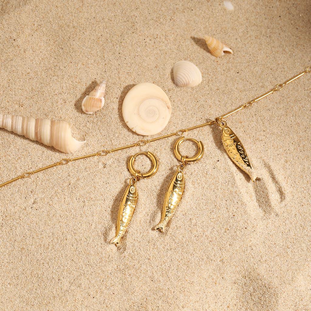 Youthwau Lucky Koi Fish Pendant Necklace Stainless Steel Summer Basic Daily Waterproof Jewelry Accessories Gift