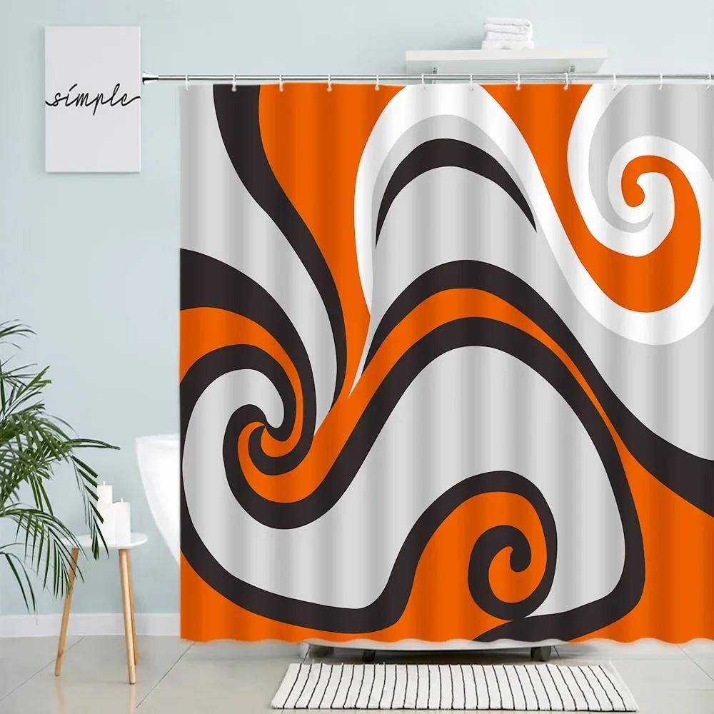 Creative Geometric Shower Curtains Grey Black Red Abstract Art Print Bath Curtain Set Polyester Fabric Bathroom Decor with Hooks