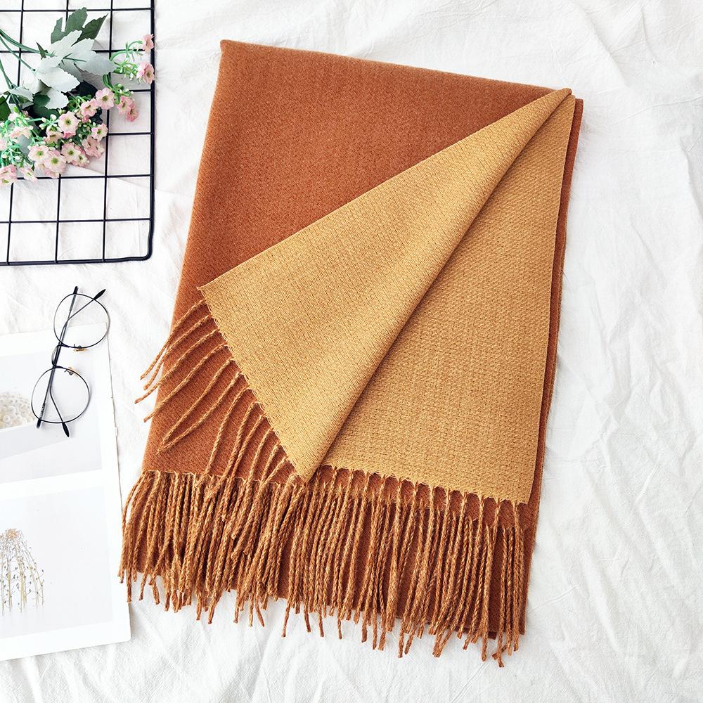 Thickened Solid Color Double sided Imitation Cashmere Scarf Autumn and Winter Atmosphere Women's High End Versatile Men's Scarf Warm Shawl