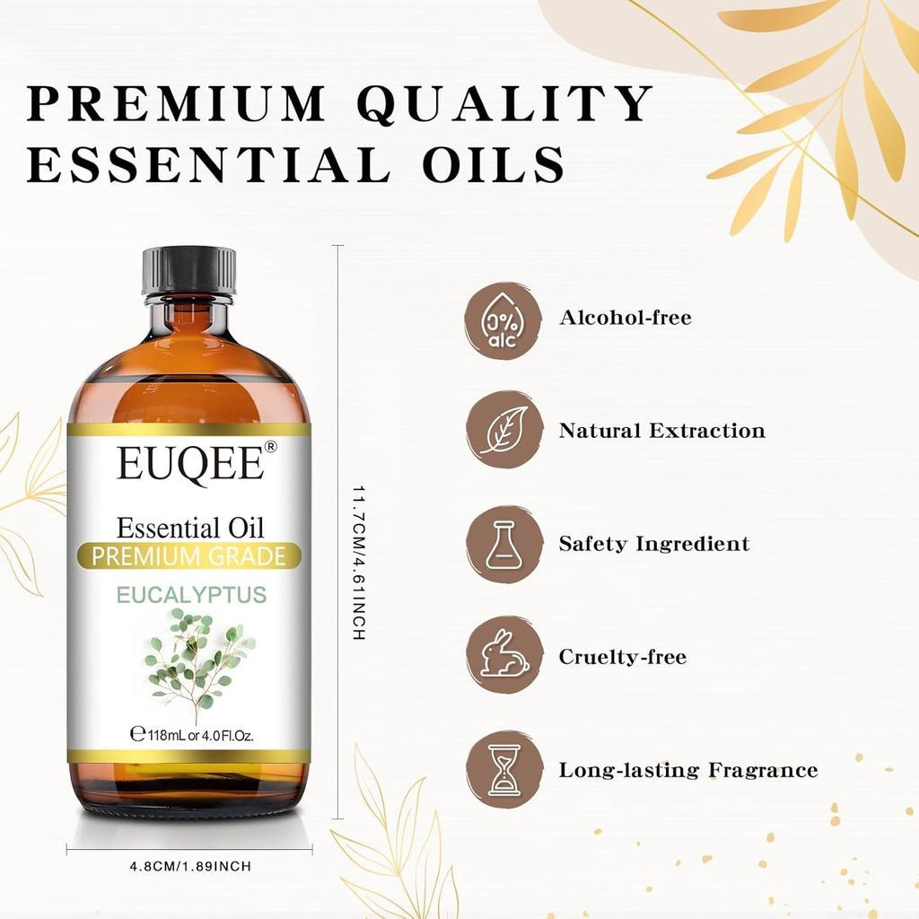 EUQEE 100% Eucalyptus Essential Oil 118ml X 2