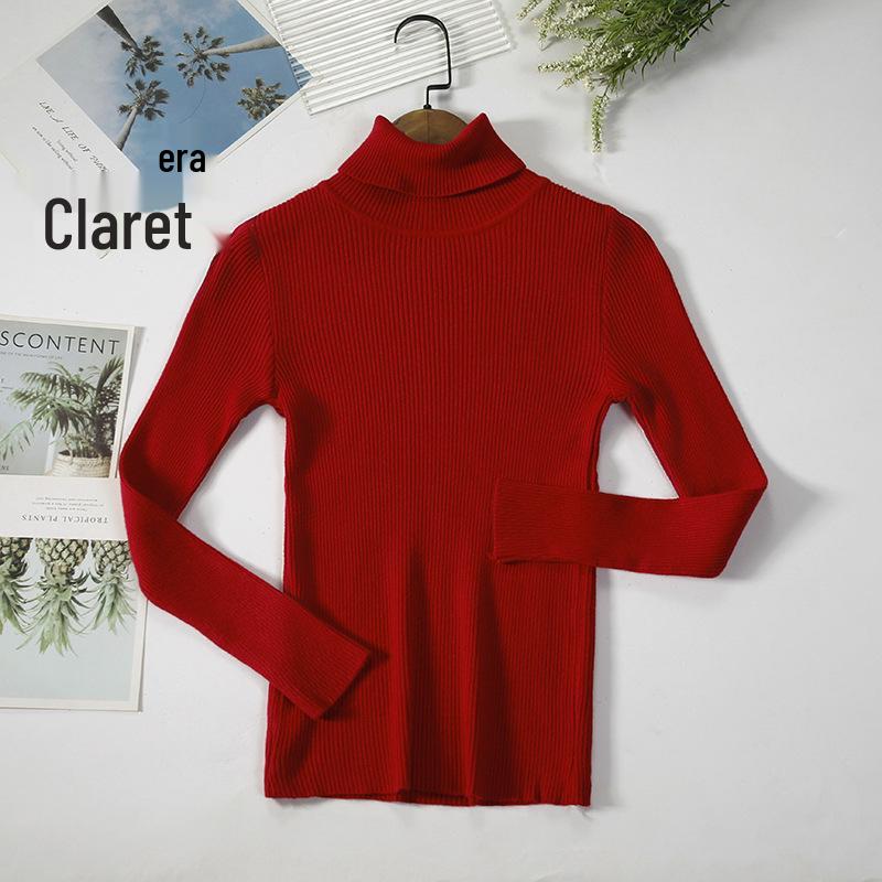 Women's Slim-Fit Knitted Turtleneck Sweater - Long-Sleeved, Solid Color, Warm for Autumn/Winter