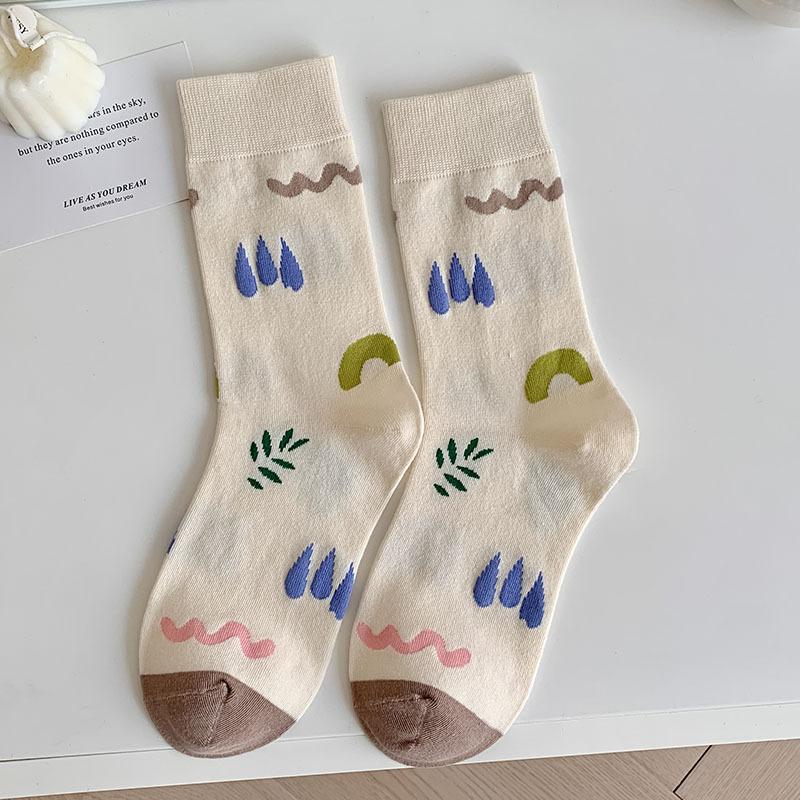 

Женские весенне-осенние дышащие преппи носки-трубы с граффити и мультяшным принтом 1 pair