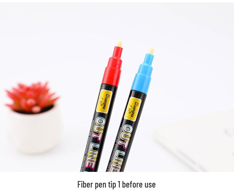 Guang Na 157 Double-Line Metallic Glitter Marker Set - 24 Colors
