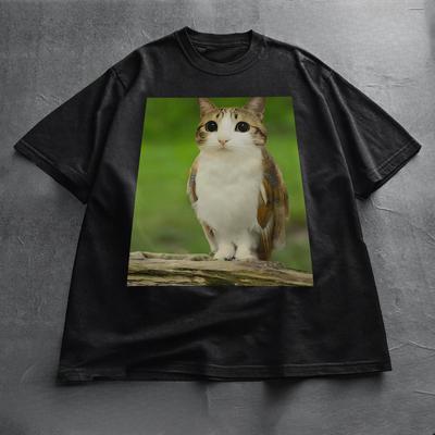 Meowl Cat Tshirt Funny Cat Meme Cotton Cat and Owl Graphic TeesTop Big Size Kitten T-shirts HD Print Short Sleeve Man Women Tops
