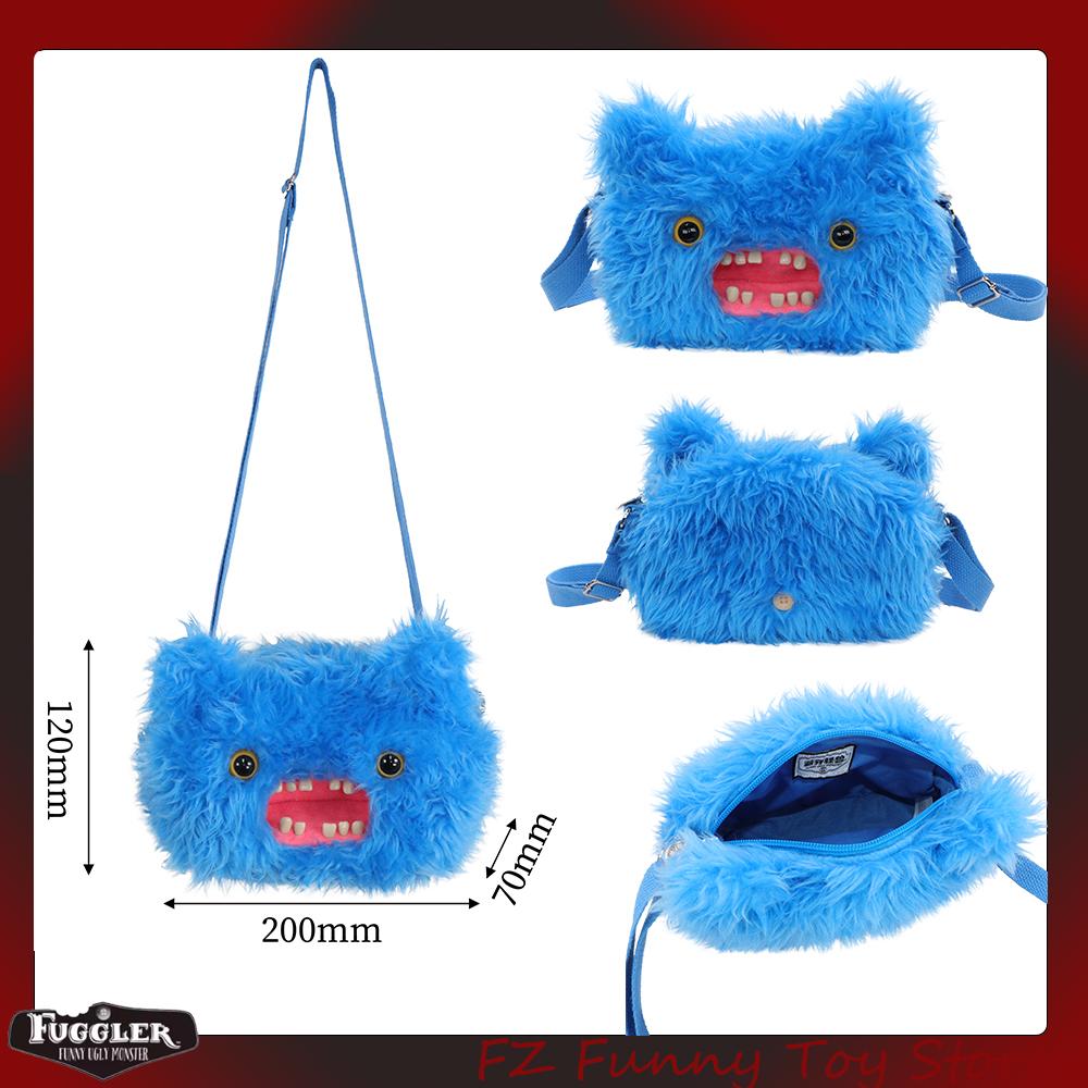 Cute Ugly Monster Plush Crossbody Bag Big Head Furry Shoulder Purse Funny Gift