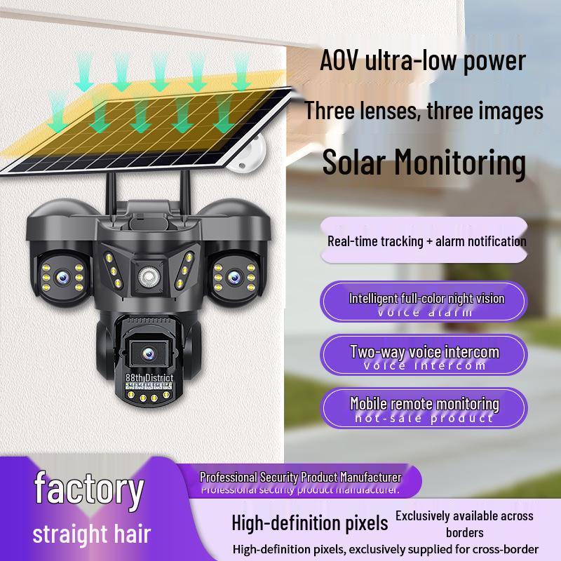 4G Panoramic Solar-Powered Outdoor Camera with Night Vision, Waterproof, and All-Day Recording