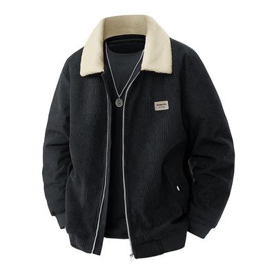 New Arrival Men’s Plus Size Warm American Style Lapel Jacket with Velvet Lining for Autumn/Winter.