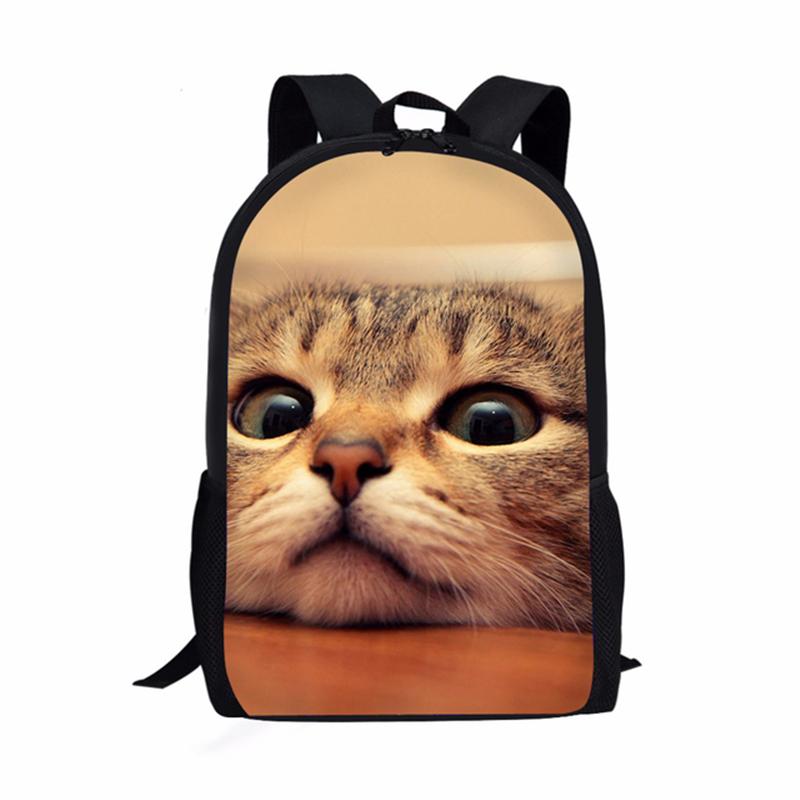 Luxe Nieuwigheid Coole Kat Notitieboek Rugzakken leerling Schooltassen 3D Print Oxford Waterdicht Jongens/Meisjes Laptop Rugzakken