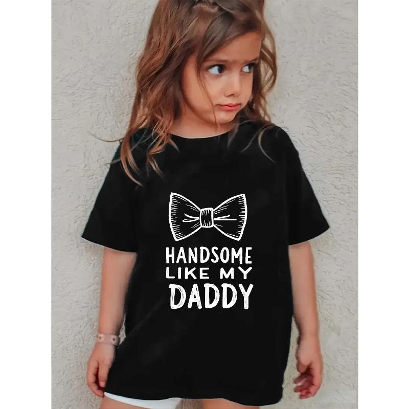 

European sizes AI Handsome Like My Daddy Bowtie Children Tshirt | Short Sleeve, Crew Neck, Knit Tops, Geometric-Pattern 98cm чёрный