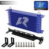 AN10 10-reihiger Aluminium-Ölkühler mit 262mm Montagehalterungs-Kit Trust Typ 7/8"-14 UNF Zubehör für Fahrzeuge Schwarz/Blau
