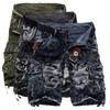 Herren abstrakt Buchdruck Cargo Knielange Shorts Mehrere Taschen mit dunklem Gürtel Locker Streetwear Freizeit Wanderhosen