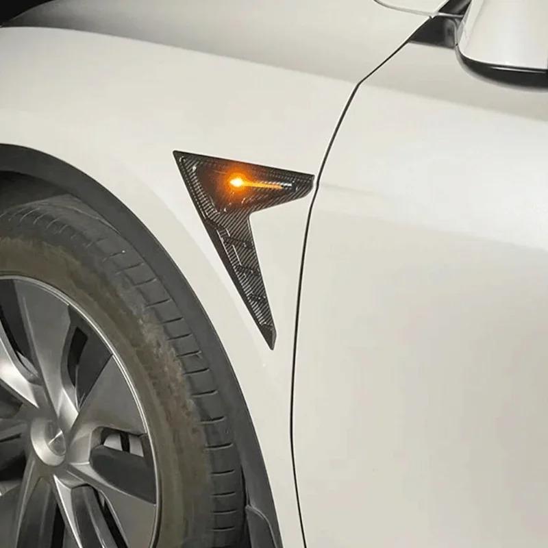 HW4.0 Side Camera Cover For Tesla Model 3 Y 2pcs Thunder Leaf Board Protective Highland 2024 Car Modification Auto Accessories