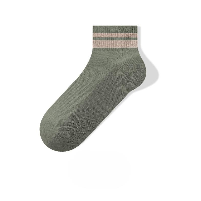 

Socks Men s Short Socks Spring/Summer Double Anti-Contamination Striped Casual Sports Anti-Bacterial Odor-Resistant Breathable Bone-Free Men s Socks 1 pair армія зелений колір