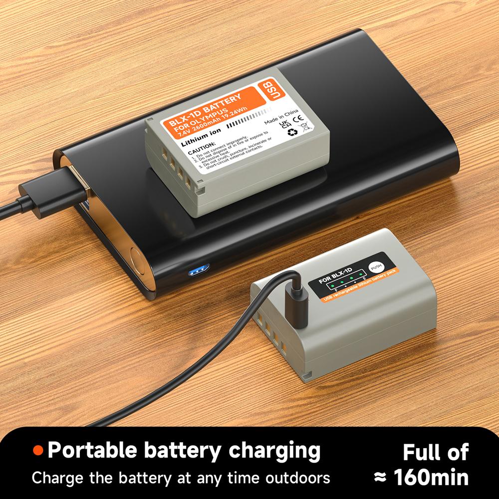 Batterie d'appareil photo 2600mAh BLX-1 BLX1 pour appareil photo sans miroir Olympus OM SYSTEM OM-1/0M1/0M-1