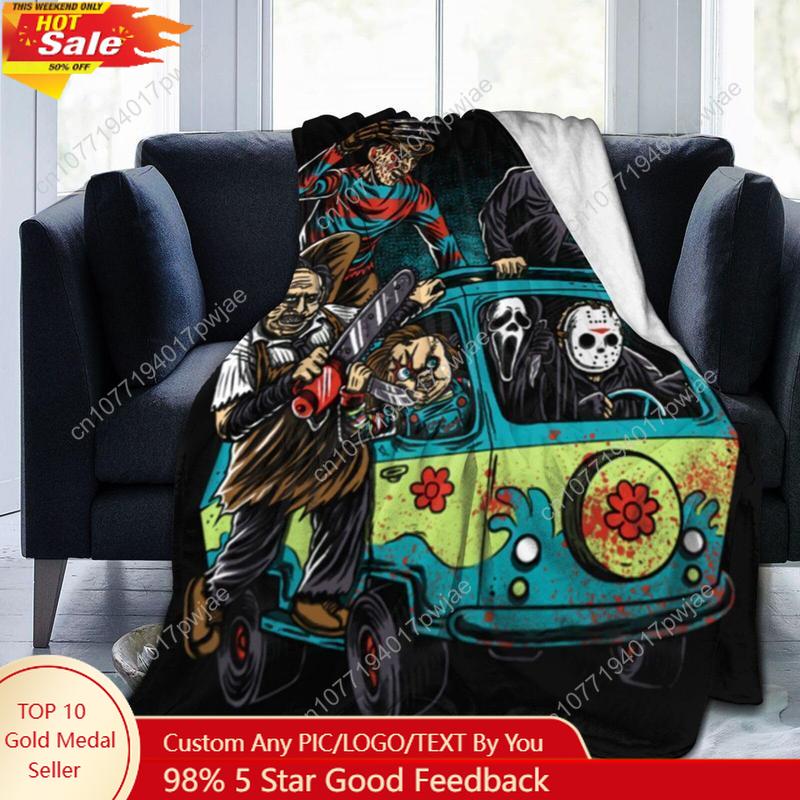Halloween Throw Blanket HorrorMovie Blanket for Living Room Bedroom Dormitory Custom Blankets 75X95CM
