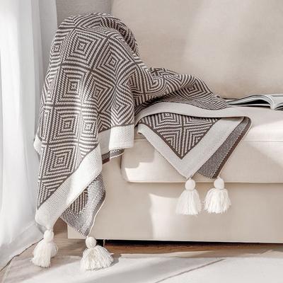 Vintage Geometric Knitted Blanket Luxury All-Season Sofa Throw Nap Cover Air-Conditioning Fleece Bed End Shawl