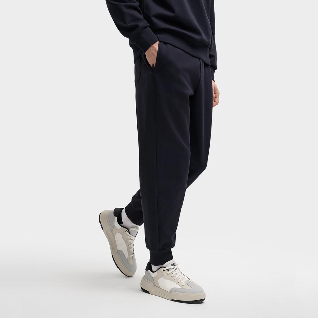 Fila Heritage Fleece Lined Classic Logo Comfortable Casual Versatile Cuffed Knit Sports Pants Men Bottoms Legendary-Blue F11M548608FNV