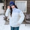 Xiaoxiangfeng splicing stand-up neck cotton coat women's new winter design thickened warm bread clothes cotton coat