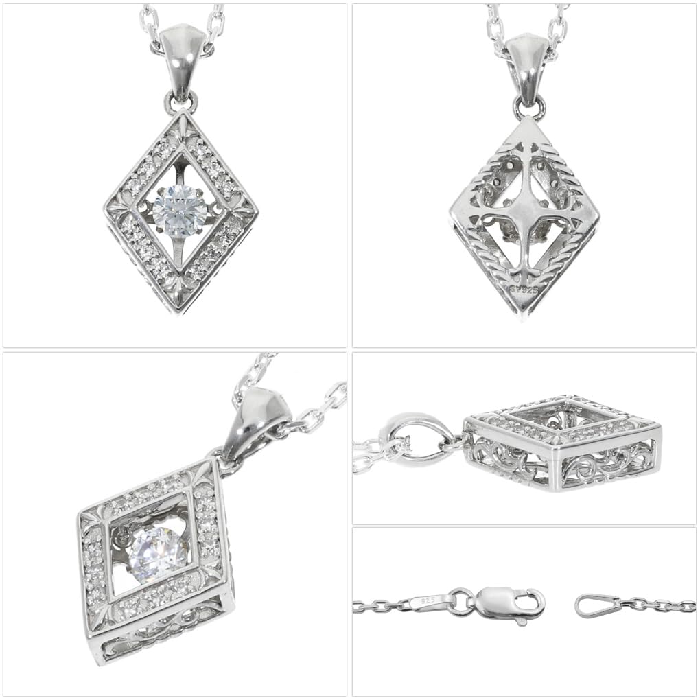 Special Edition Dancing Stone Necklace Pendant Silver 925 [Cross Emotion] Men's (with Chain)