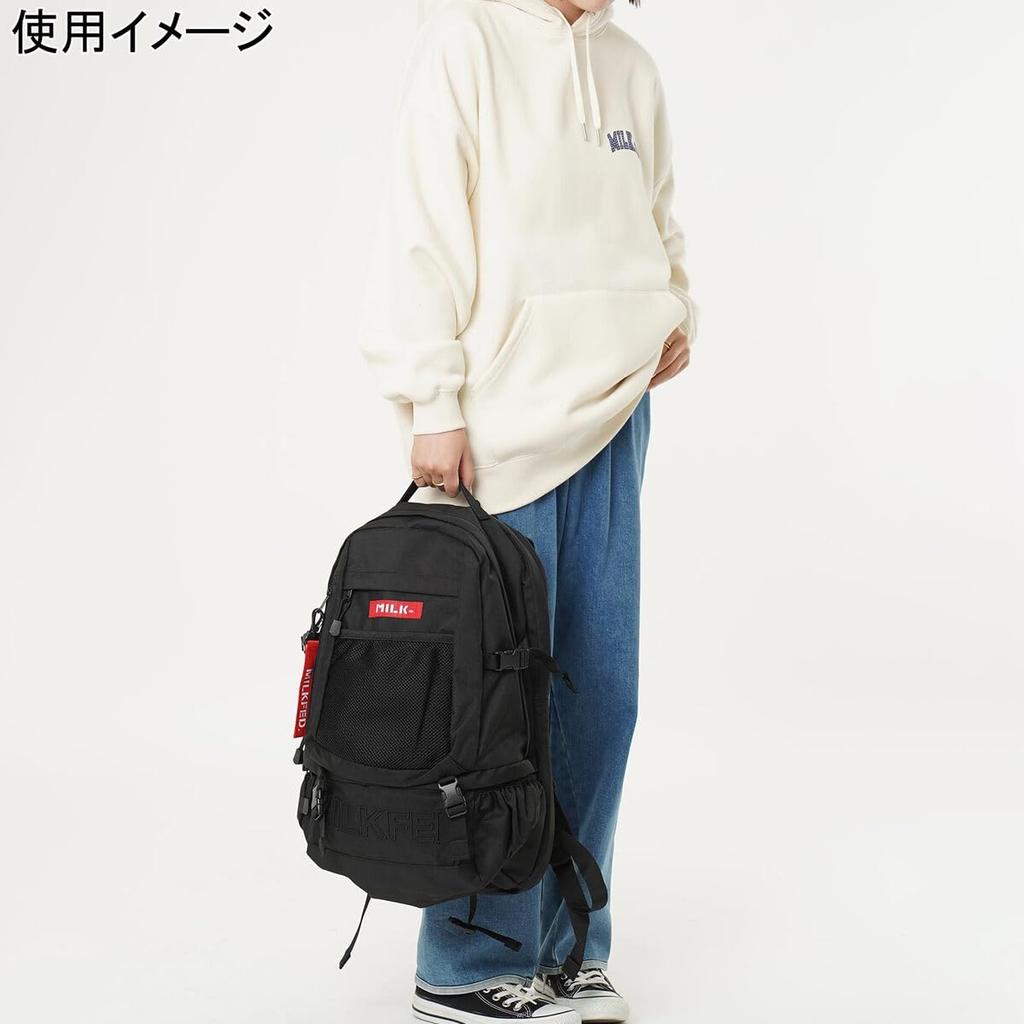 Milkfed NEO EMBROIDERY BIG BACKPACK BAR 3192048 BLACK