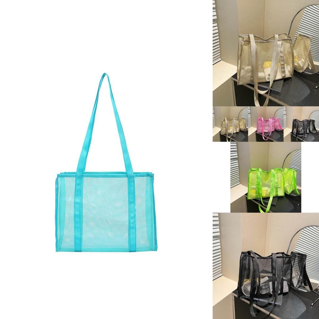 Chic Fashionable One Shoulder Mesh Beach Bag With Soft Lightweight Design