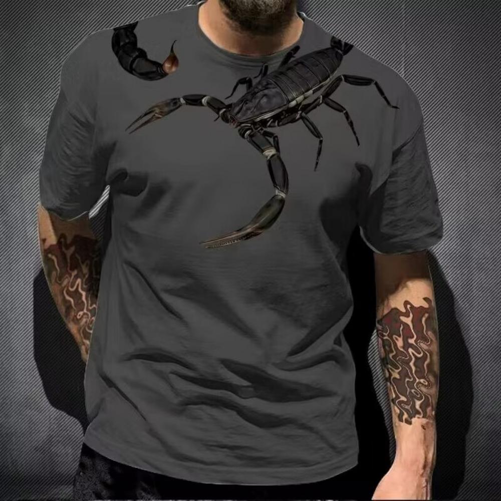 Men's Summer Short Sleeve Animal Scorpion 3D Printed T-shirt Fashion casual short sleeve Hip Hop street short sleeve T-shirt