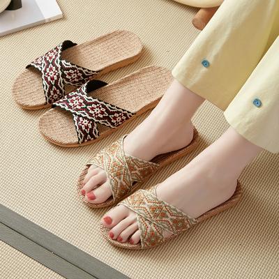 Linen Slippers Deodorant and Non-slip Indoor Cotton and Linen Cool Slippers Women's Summer Breathable Home Leisure Sandals Free Shipping