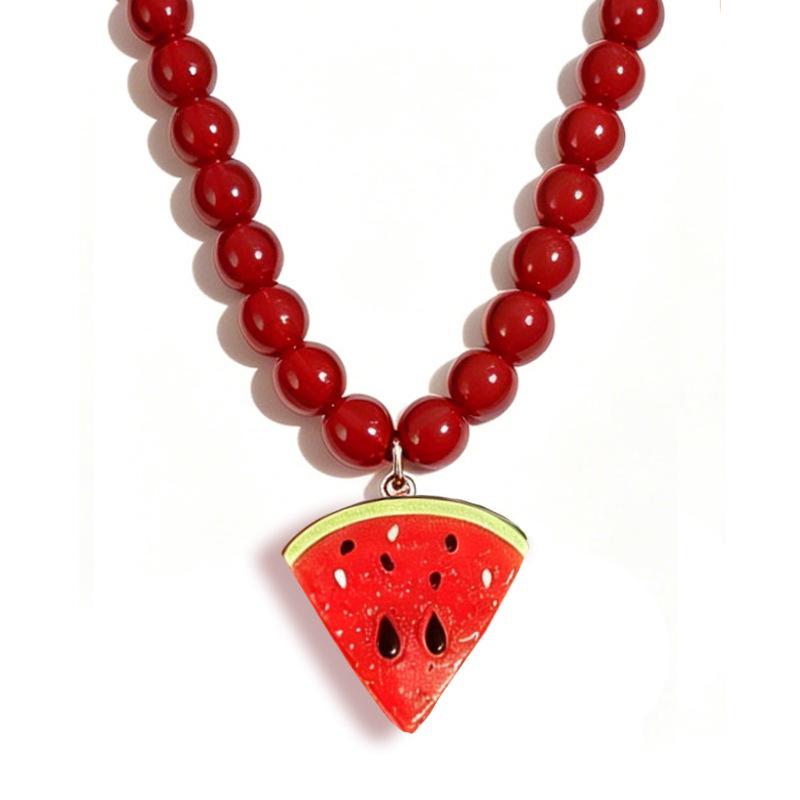 Colorful Beaded Heart Necklace – Versatile, Sweet Collarbone Chain for Women