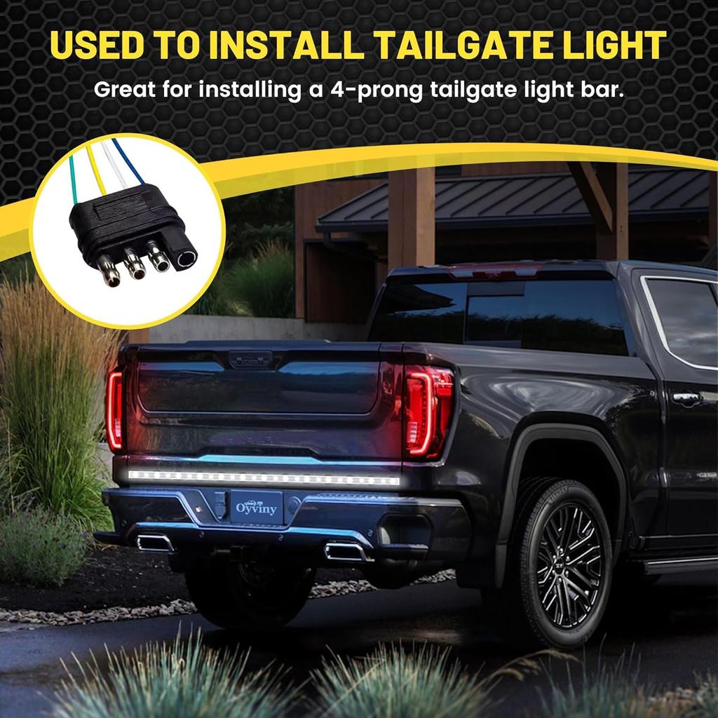 Oyviny Plug & Play USCAR 7 Pin To 4 Pin Trailer Wiring Harness Universal For LED Tailgate Light Bars, Pure Copper USCAR To 4 Flat Trailer Extension
