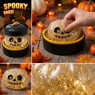 Halloween Kürbis Squishy Spielzeug mit Dampfdeckel Weich Langsam aufsteigend Stressabbau Spielzeug für Kinder und Erwachsene Sensorisches Fidget Spielzeug