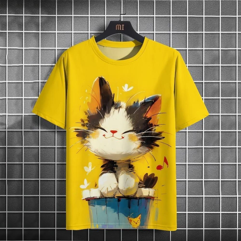 3D Digital Printed T-shirt for Men's and Women's Casual Round Neck