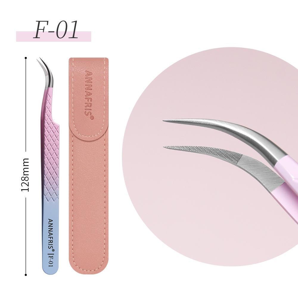 ANNAFRIS Fiber Tip Lash Tweezers Stainless Steel Eyelash Extension Tweezers Precise fiber Anti-slip Tweezer Makeup Tools F01