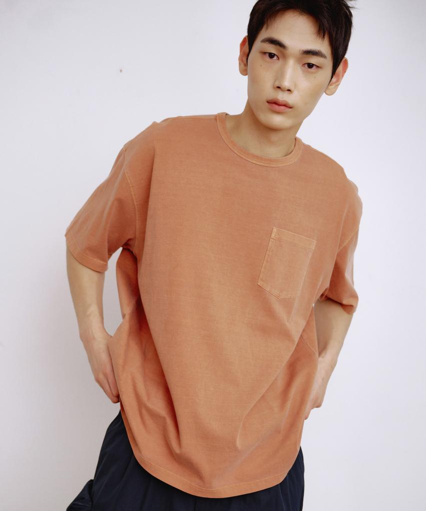 Kallapataleu Vintage Cow Graphic Short-Sleeved Pocket T-Shirt - Orange