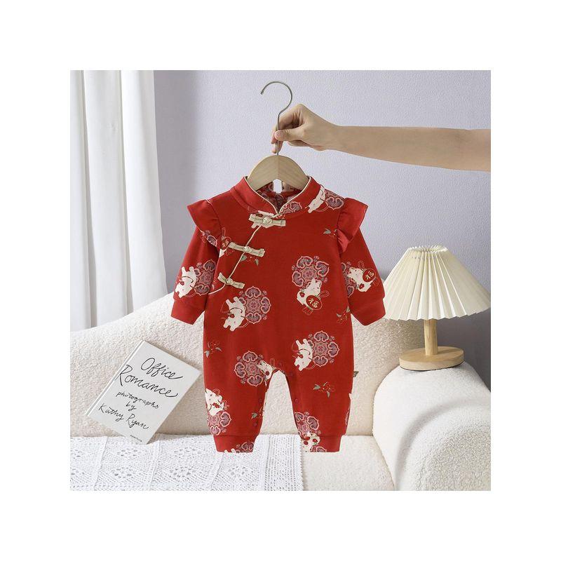Chinese-Style Festive Baby Romper for Full Month, Spring and Autumn, Baby s First Birthday Outfit, Outdoor 100-Day Romper, Factory Direct Random delivery 66